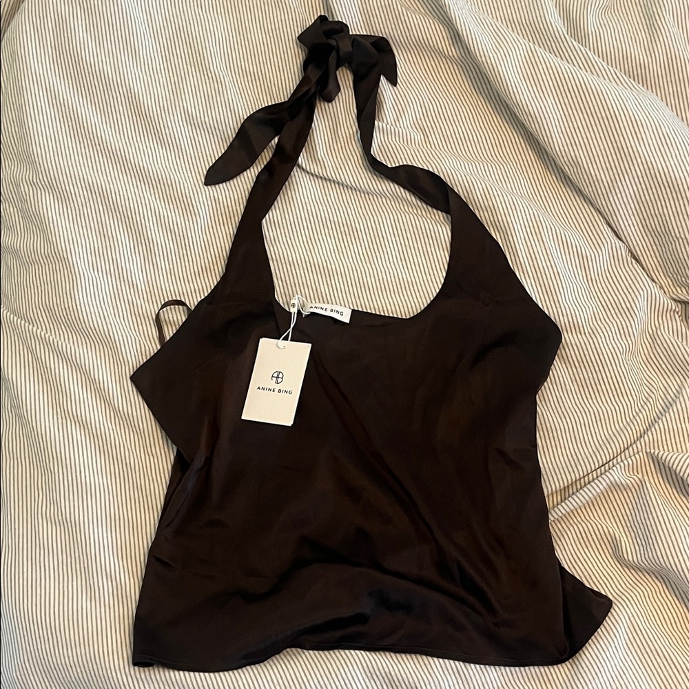 NWT Anine Bing brown silk halter